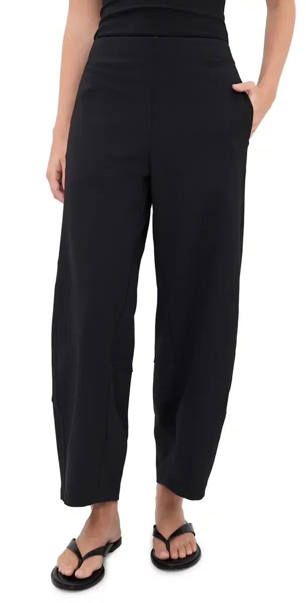 Ponte Knit Barrel Pants Black