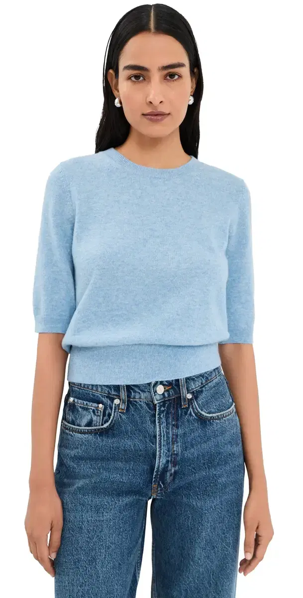 Veronica Beard hana Cashmere Sweater Pale Blue River Melange