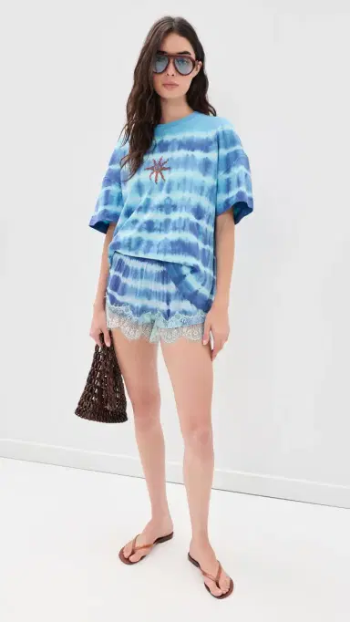 Ciao Ciao Vacation Curacao Tie-Dye ace Trim Shorts Tide | Thumbnail 5
