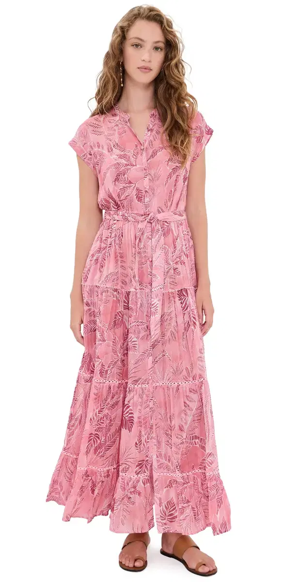 Poupette St Barth Kora Midi Dress Pink Calathea