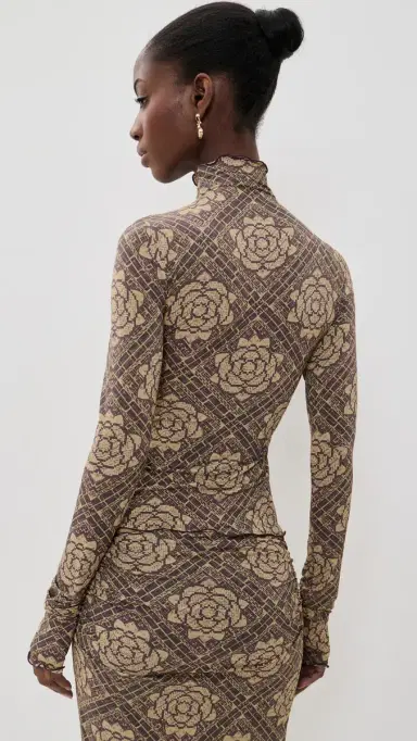 SIR. Isola Long Sleeve Top Rose Parquet Plum | Thumbnail 3