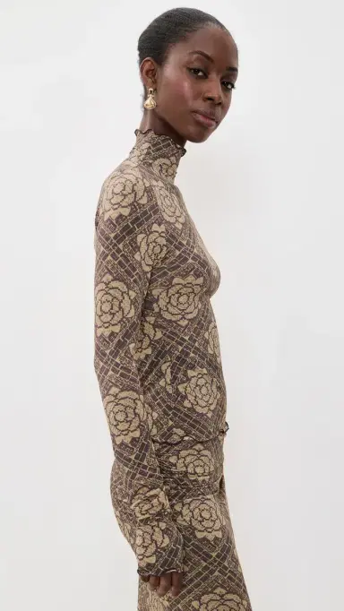 SIR. Isola Long Sleeve Top Rose Parquet Plum | Thumbnail 4