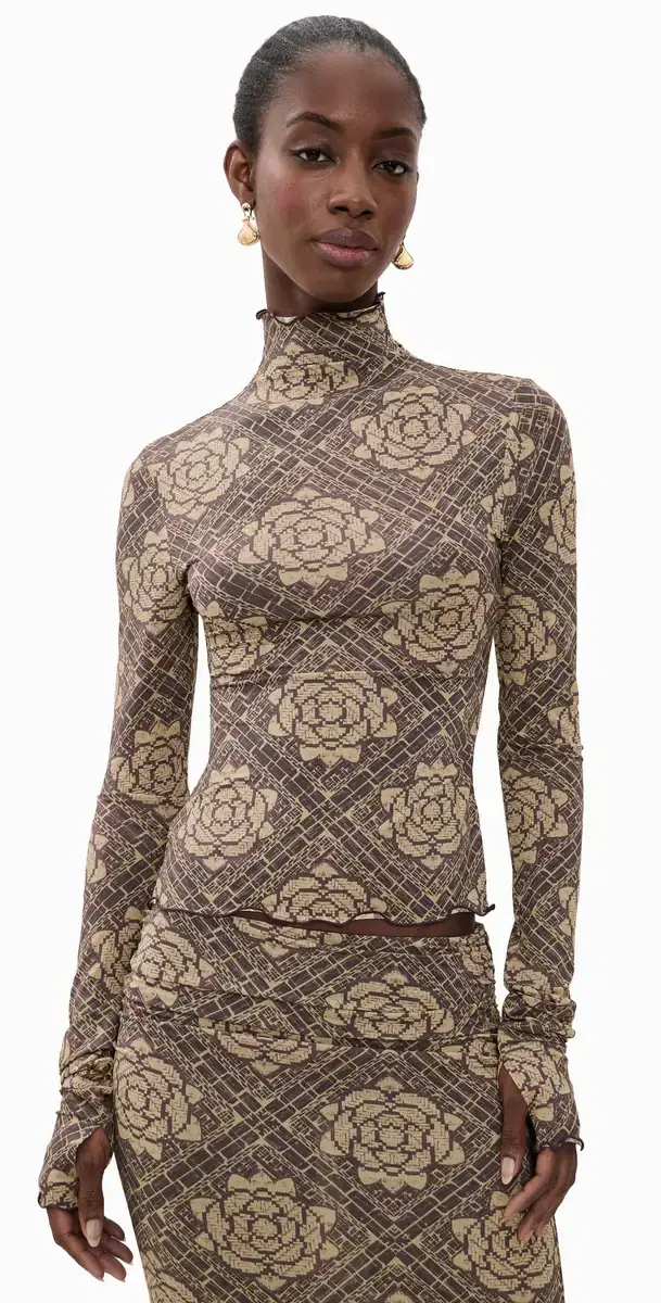 SIR. Isola Long Sleeve Top Rose Parquet Plum
