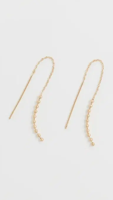 Zoë Chicco 14k Gold Beaded Chain Threader Earrings | Thumbnail 2