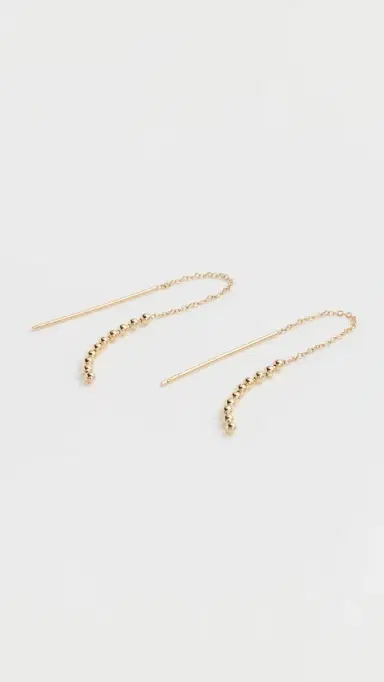 Zoë Chicco 14k Gold Beaded Chain Threader Earrings | Thumbnail 4