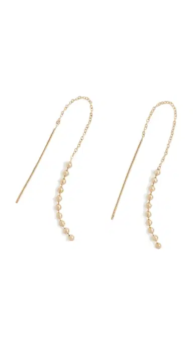 Zoë Chicco 14k Gold Beaded Chain Threader Earrings | Thumbnail 6