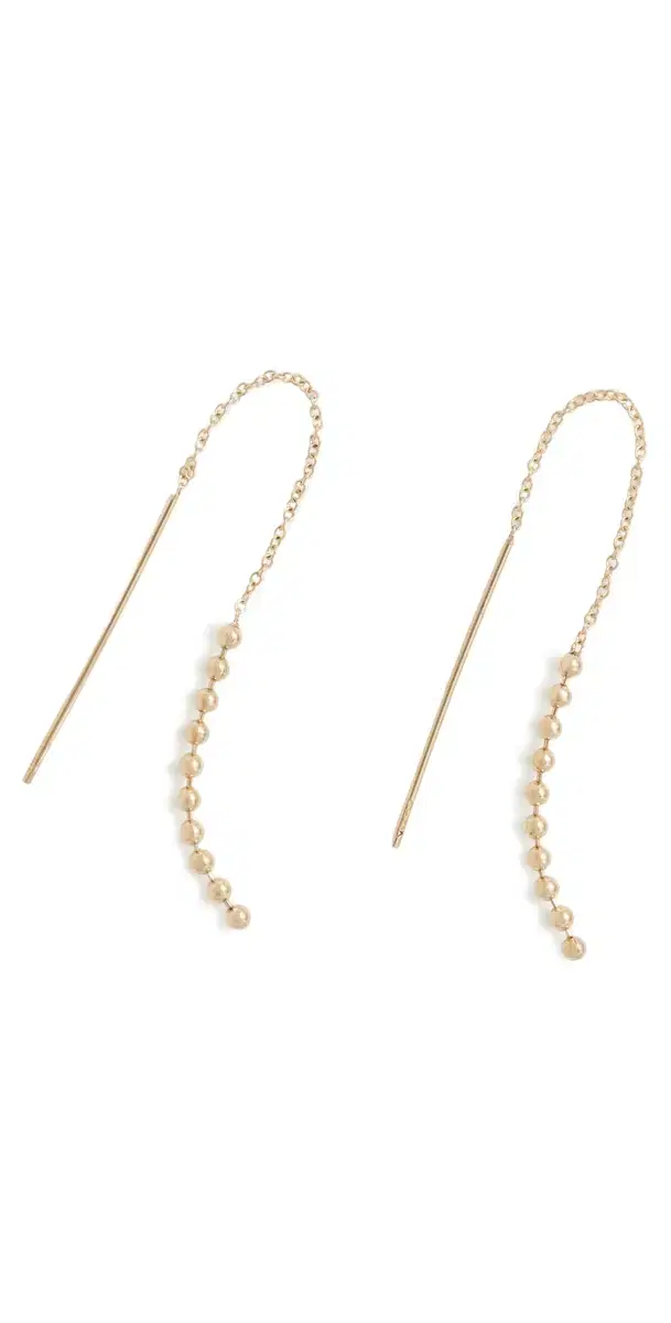 Zoe Chicco 14k Gold Beaded Chain Threader Earrings 14k Yellow Gold One Size