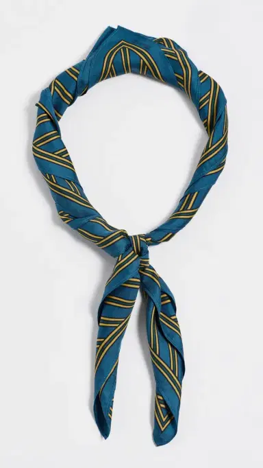 Madewell Medium Silk Bandana MUSTANG STRIPE PORT BLUE One Size | Thumbnail 2