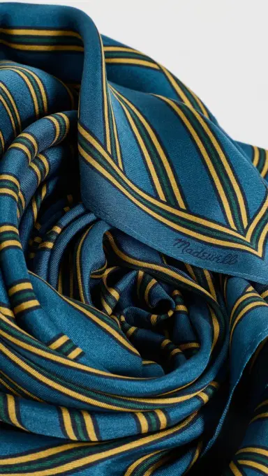 Madewell Medium Silk Bandana MUSTANG STRIPE PORT BLUE One Size | Thumbnail 5