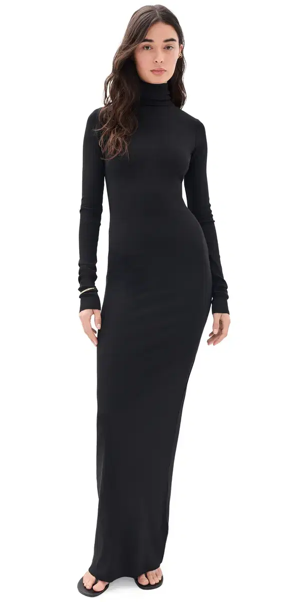 Éterne Long Sleeve Turtleneck Maxi Dress Black