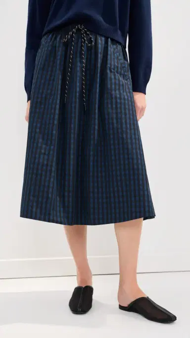 LE BOP Arlen Midi Skirt Black/Blue Gingham | Thumbnail 3