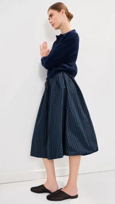 LE BOP Arlen Midi Skirt Black/Blue Gingham | Thumbnail 5