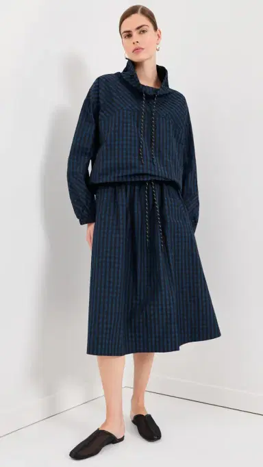 LE BOP Arlen Midi Skirt Black/Blue Gingham | Thumbnail 6
