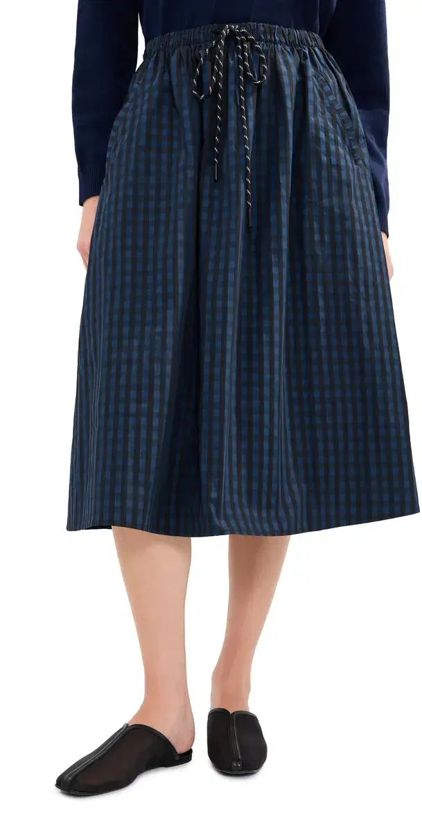 LE BOP Arlen Midi Skirt Black/Blue Gingham