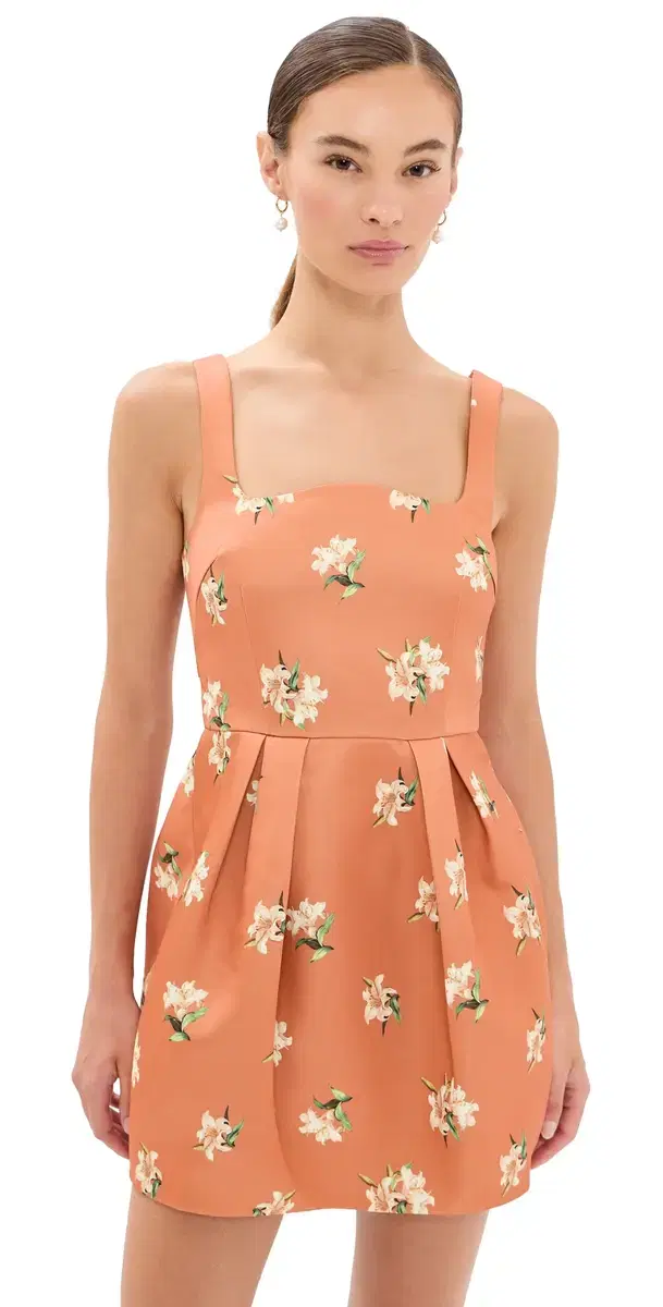 Leo Lin Piper Bell Shape Mini Dress Lily Print in Ochre