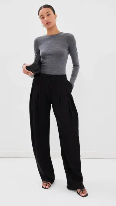 RÓHE Fine Merino Wool Tee Mid Grey Melange | Thumbnail 6
