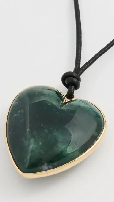 Jennifer Fisher Heart Leather Cord Necklace Green Moss One Size | Thumbnail 5