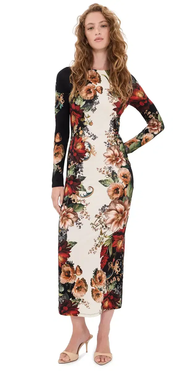 Alice + Olivia Delora Midi Dress Floral Radiance