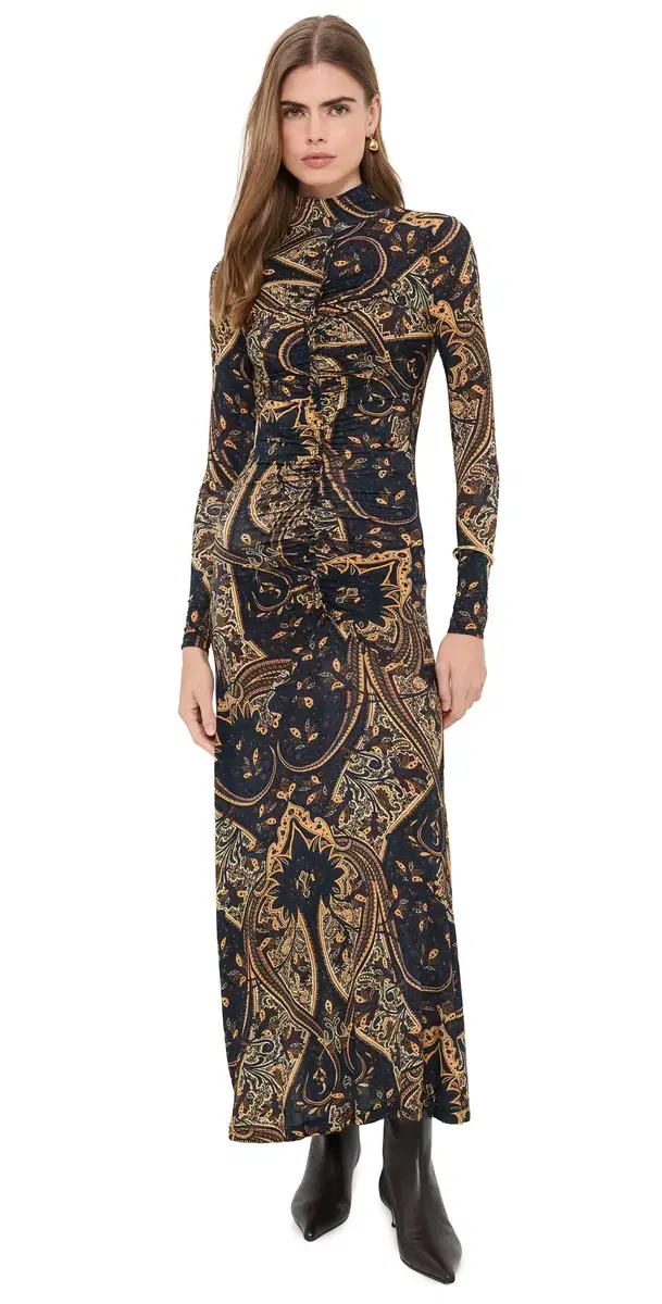 Ulla Johnson Ida Long Sleeve Jersey Dress Twilight aisley
