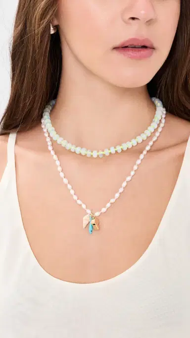 Clare V. Stone Slice Necklace Moonstone One Size | Thumbnail 3