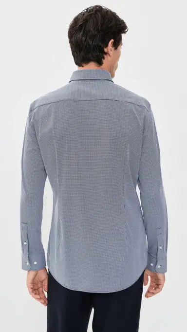 BOSS Slim-Fit Button Down Shirt Dark Blue | Thumbnail 4