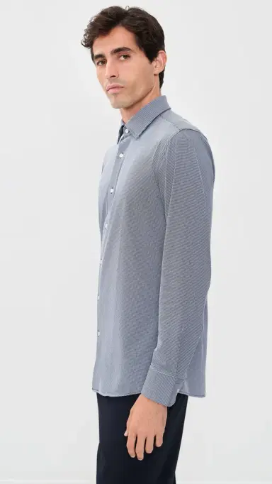 BOSS Slim-Fit Button Down Shirt Dark Blue | Thumbnail 5