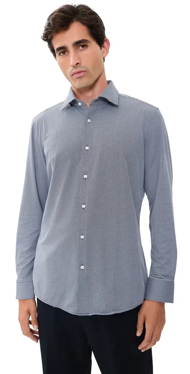 Slim-Fit Button Down Shirt Dark Blue