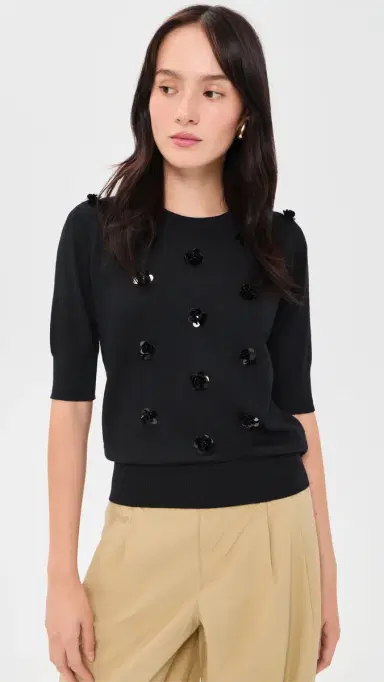 MEIMEIJ Lana Floral Paillettes Wool Top | Thumbnail 2 MEIMEIJ Lana Floral Paillettes Wool Top | Thumbnail 2