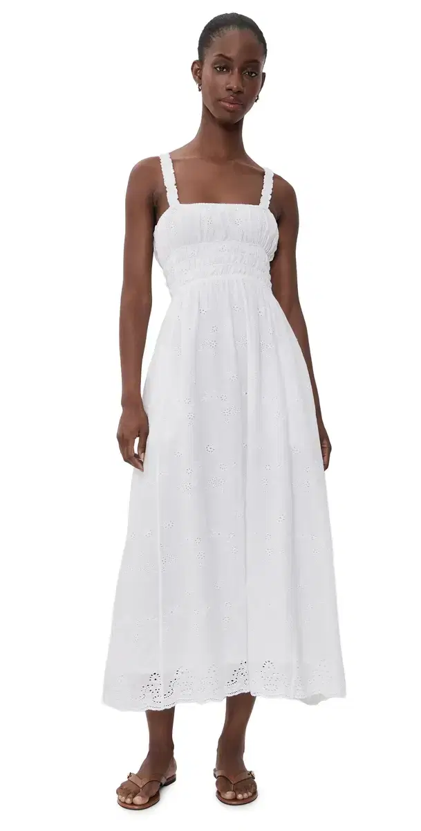La Maregold June Midi Dress Cloud White Voile hiftly