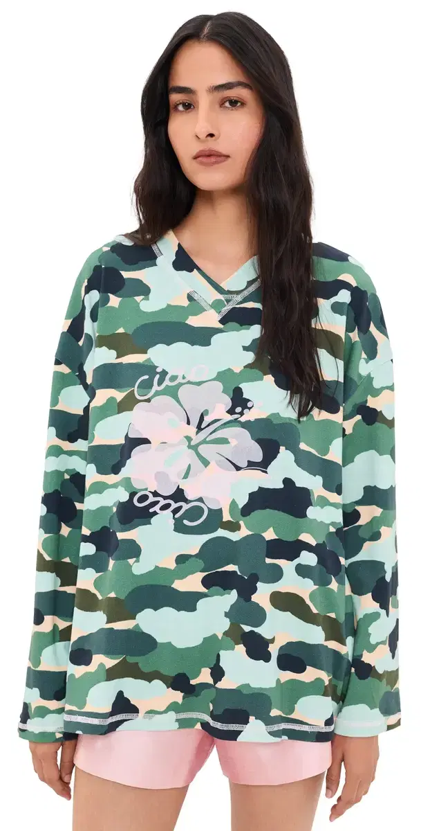 Ciao Ciao Vacation Camo Hibiscus peedway Tee Green Camo