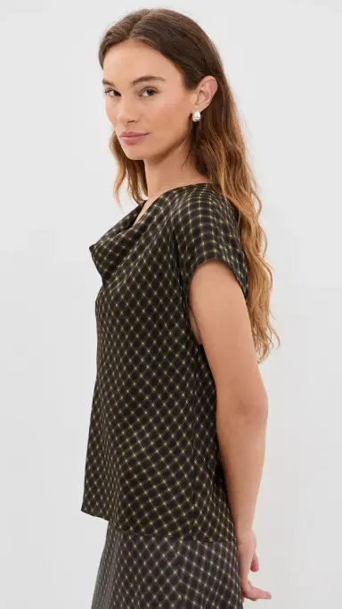 Vince Ombre Plaid ilk Blouse Black/Camel | Thumbnail 4 Vince Ombre Plaid ilk Blouse Black/Camel | Thumbnail 4