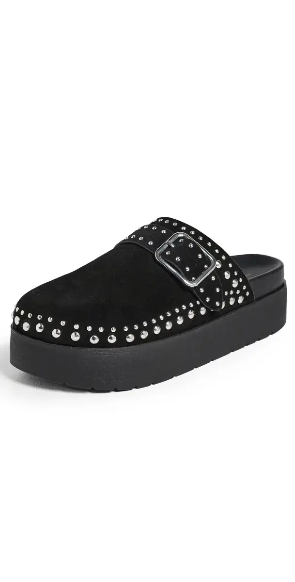 Free People Cayatana Suede Studded Mules Black Suede
