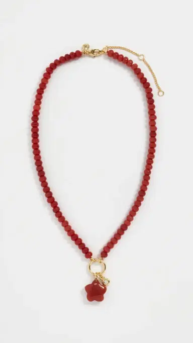 Madewell Puffy Flower Beaded Charm Necklace Pomegranate Seed One Size | Thumbnail 2