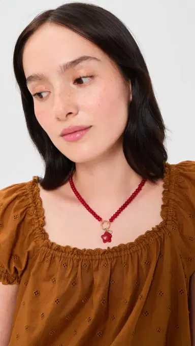 Madewell Puffy Flower Beaded Charm Necklace Pomegranate Seed One Size | Thumbnail 3