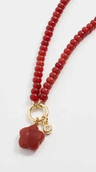 Madewell Puffy Flower Beaded Charm Necklace Pomegranate Seed One Size | Thumbnail 4