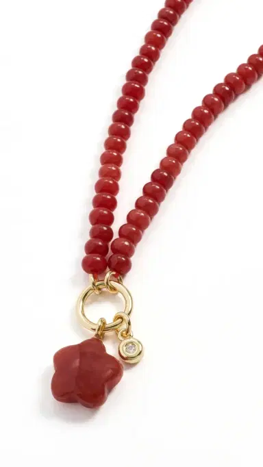 Madewell Puffy Flower Beaded Charm Necklace Pomegranate Seed One Size | Thumbnail 6