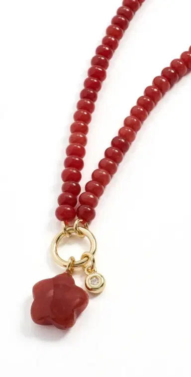 Madewell Puffy Flower Beaded Charm Necklace Pomegranate Seed One Size | Thumbnail 1