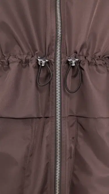 MEIMEIJ Techno Long Jacket with Hood and Cinched Waist Chocolate Lab | Thumbnail 6