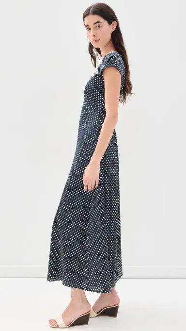 o.p.t o. p.t Kasey Silk Midi Dress Midnight Polka Dot | Thumbnail 4 o.p.t o. p.t Kasey Silk Midi Dress Midnight Polka Dot | Thumbnail 4