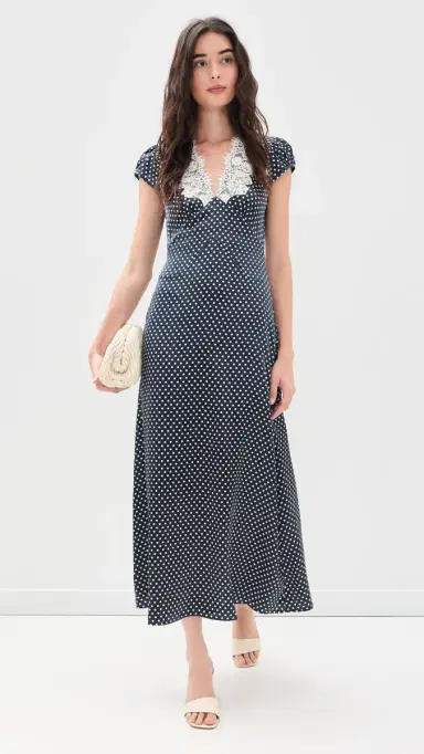 o.p.t o. p.t Kasey Silk Midi Dress Midnight Polka Dot | Thumbnail 5 o.p.t o. p.t Kasey Silk Midi Dress Midnight Polka Dot | Thumbnail 5
