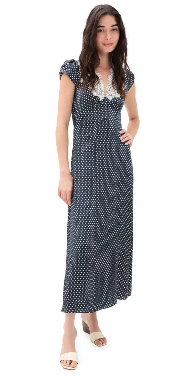 o.p.t o. p.t Kasey Silk Midi Dress Midnight Polka Dot | Thumbnail 1 o.p.t o. p.t Kasey Silk Midi Dress Midnight Polka Dot | Thumbnail 1