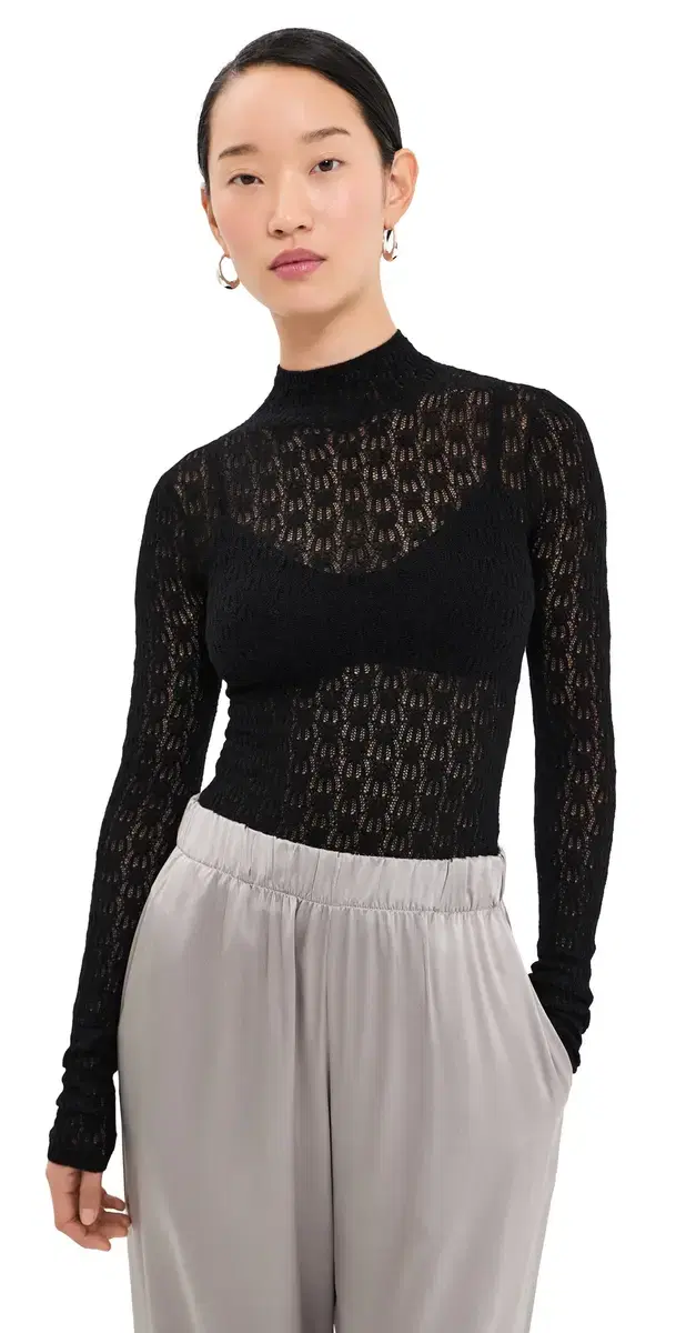 Sablyn Rhea ock Neck Tee Black