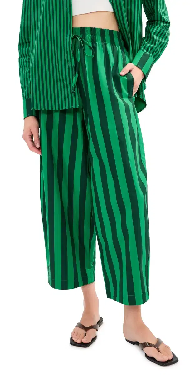 LE BOP Marcella Barrel Pants Green/Dark Green tripe