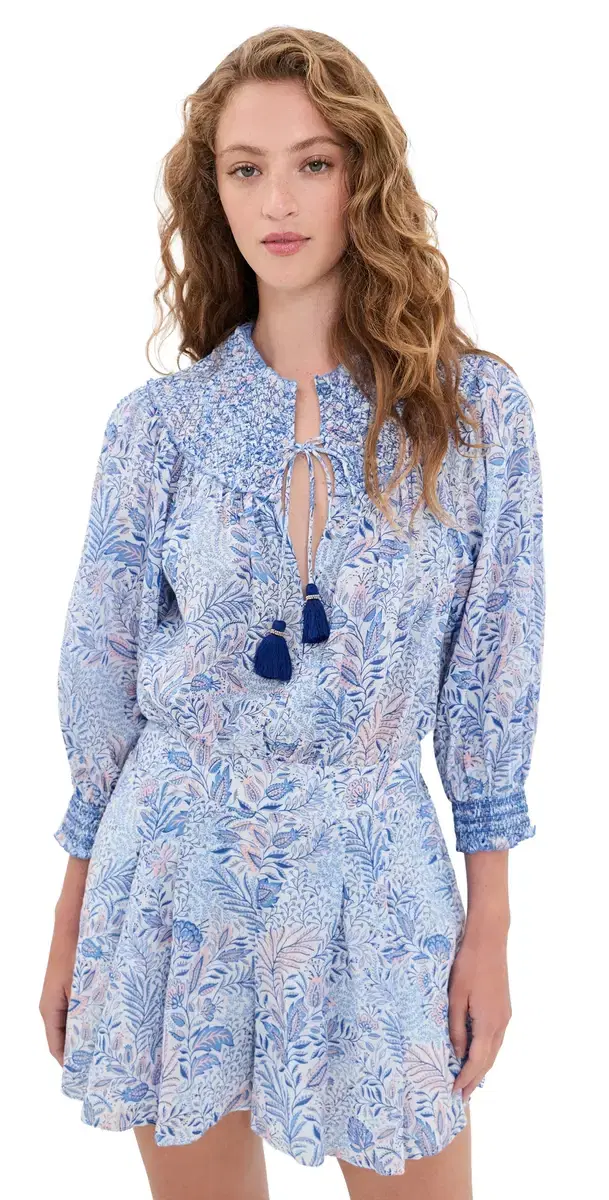 Poupette St Barth Janna Romper Blue Palmarosa