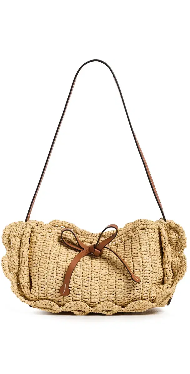 Ulla Johnson Marina Raffia Scallop Shoulder Bag Natural One Size
