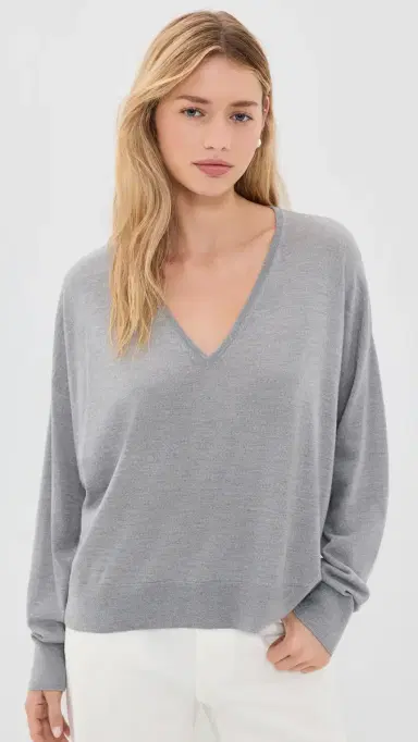 Jenni Kayne Dree V Neck Sweater Heather Grey | Thumbnail 2