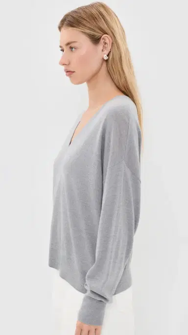 Jenni Kayne Dree V Neck Sweater Heather Grey | Thumbnail 4