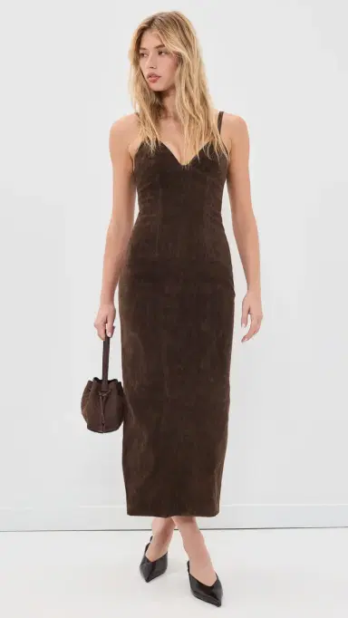 Bardot Estine Faux Suede Midi Dress Dark Choco | Thumbnail 5 Bardot Estine Faux Suede Midi Dress Dark Choco | Thumbnail 5