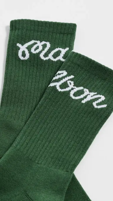 Malbon Bon Script Crew Socks Forest One Size | Thumbnail 3