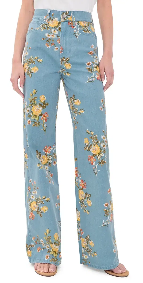 Veronica Beard Jean Taylor Wide Leg Jeans GARDEN BOUQUET